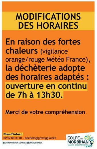 CANICULE – Changement d&rsquo;horaires de la Déchetterie