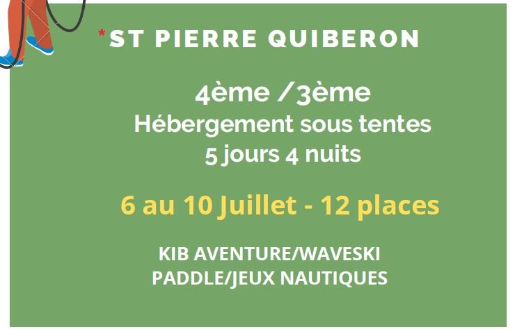 Places disponibles séjours été 4 ème et 3 ème 2026.