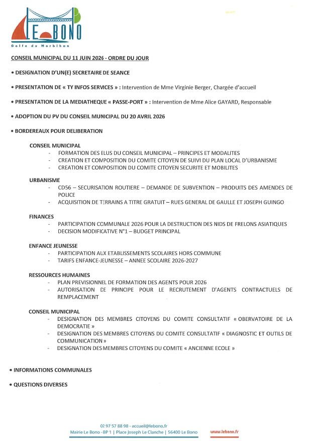 CONSEIL MUNICIPAL 11 JUIN 2026