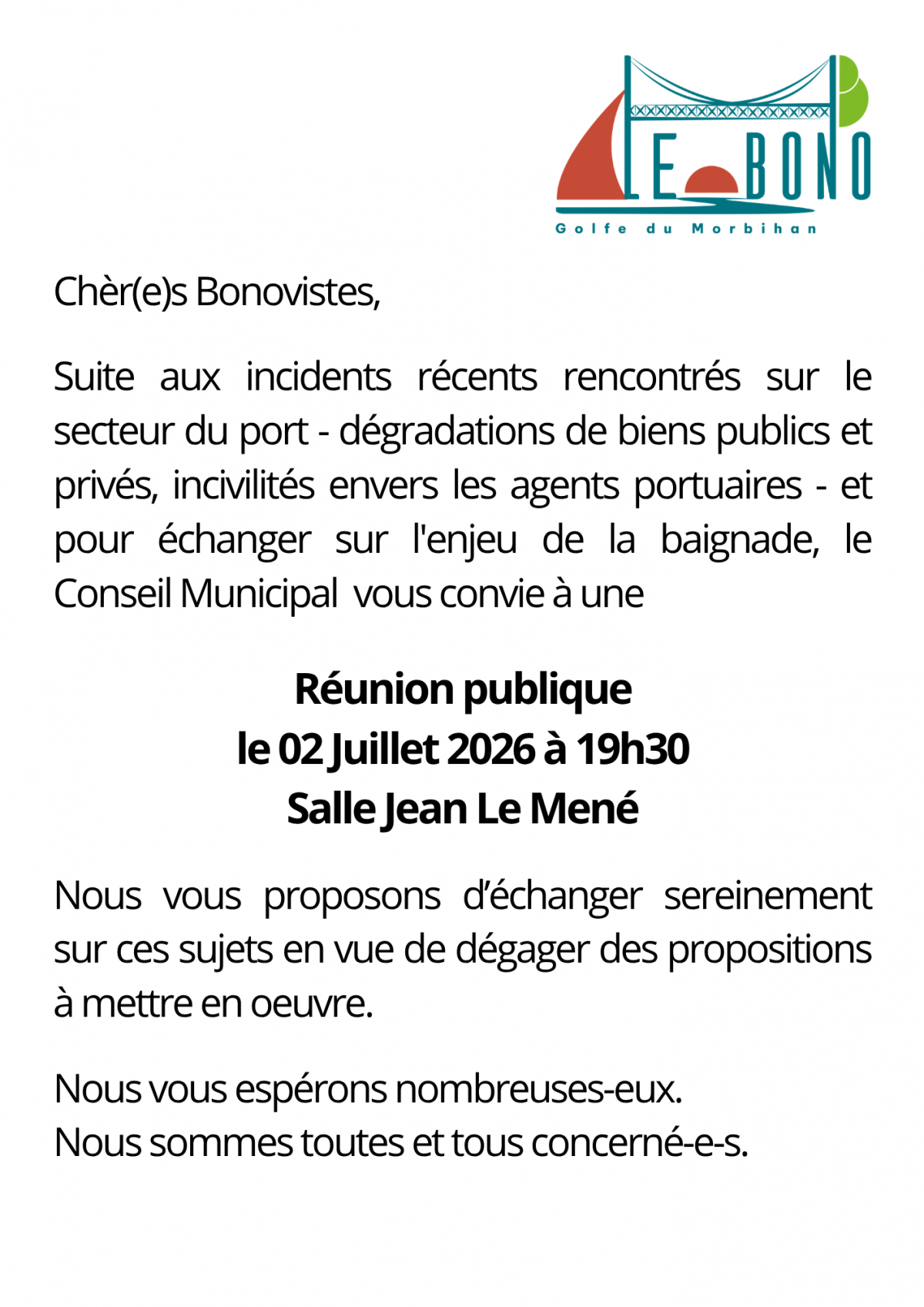 REUNION PUBLIQUE PORT ET ALENTOURS LE 2 JUILLET 2026