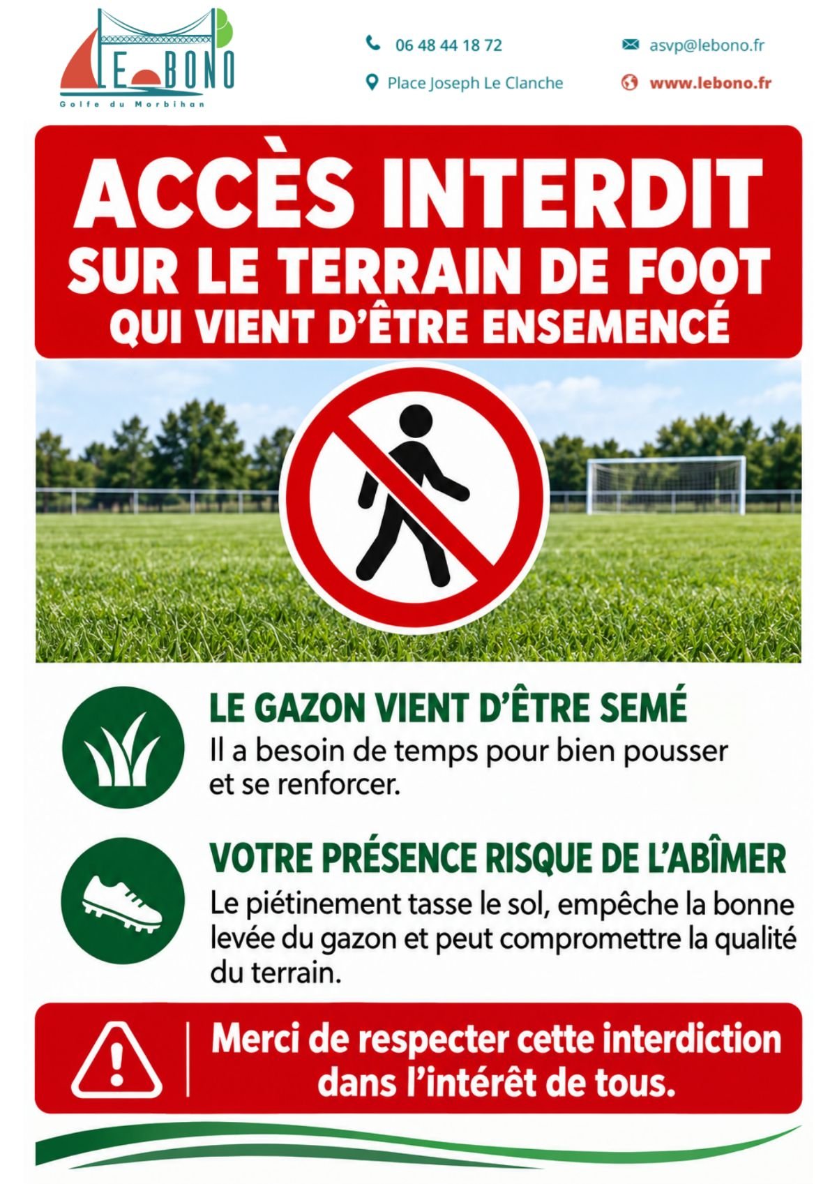Pelouse du stade en reconstruction