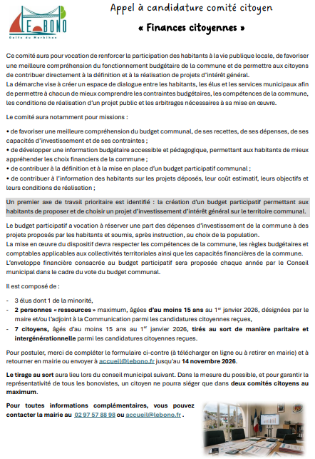 Appel à candidature comité citoyen « Finances Citoyennes » RELANCE